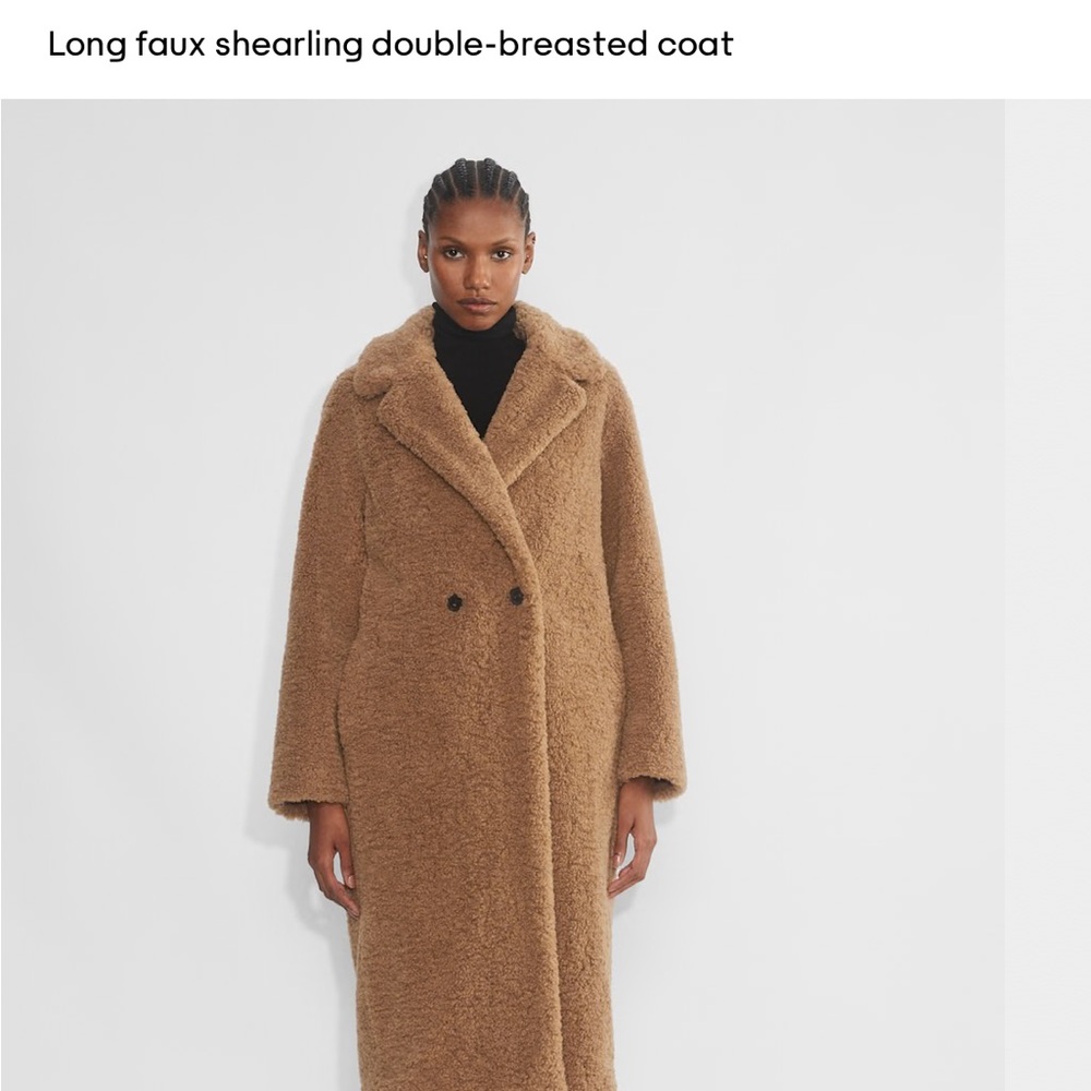 Aritzia Babaton Women's Faux Shearling Double-Breasted Coat - Brown